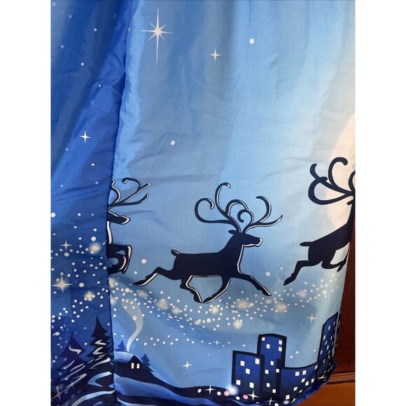 Moking Top Womens Christmas Dress Small Santa Long S Black Blue Reindeer NYC - Picture 11 of 12